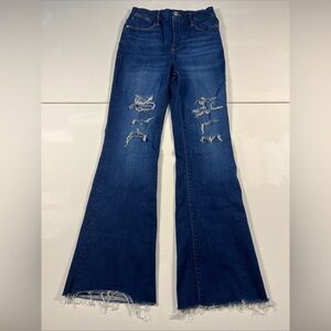 SOLD Frame Jeans Le Easy Flare High Rise Distressed Hem Denim Blue Women’s 28